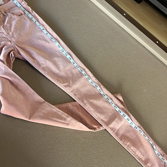 Ag Adriano Goldschmied NWT Super Skinny Velvet Leggings Rose Gold- Size 27R - Picture 10 of 14